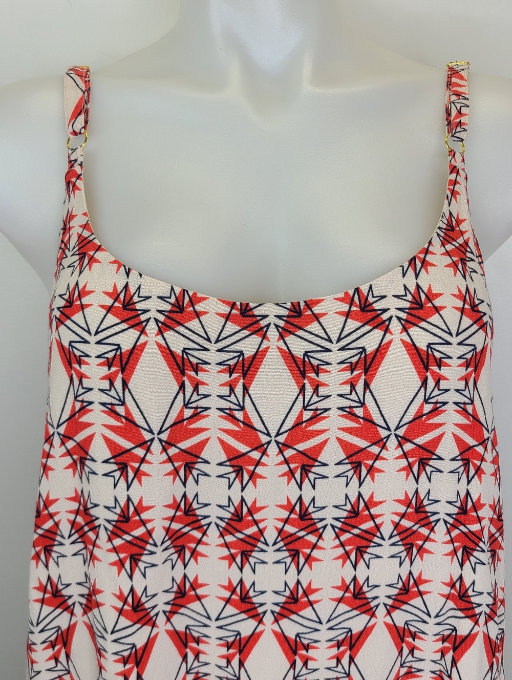 Cabi Limited Edition Batik Print Slip Dress Beige Cream Orange Navy Blue Large - Picture 4 of 10